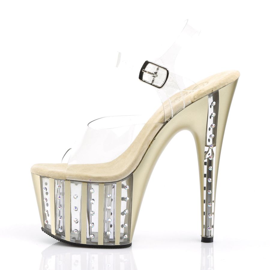 Sandales Bride Cheville Pleaser Adore-708VLRS Doré Femme | ZKV-5760150