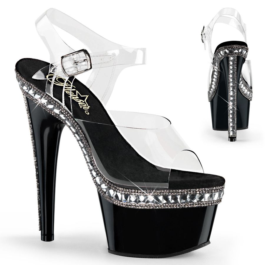 Sandales Bride Cheville Pleaser Adore-708RS-1 Noir Femme | KDV-2447474