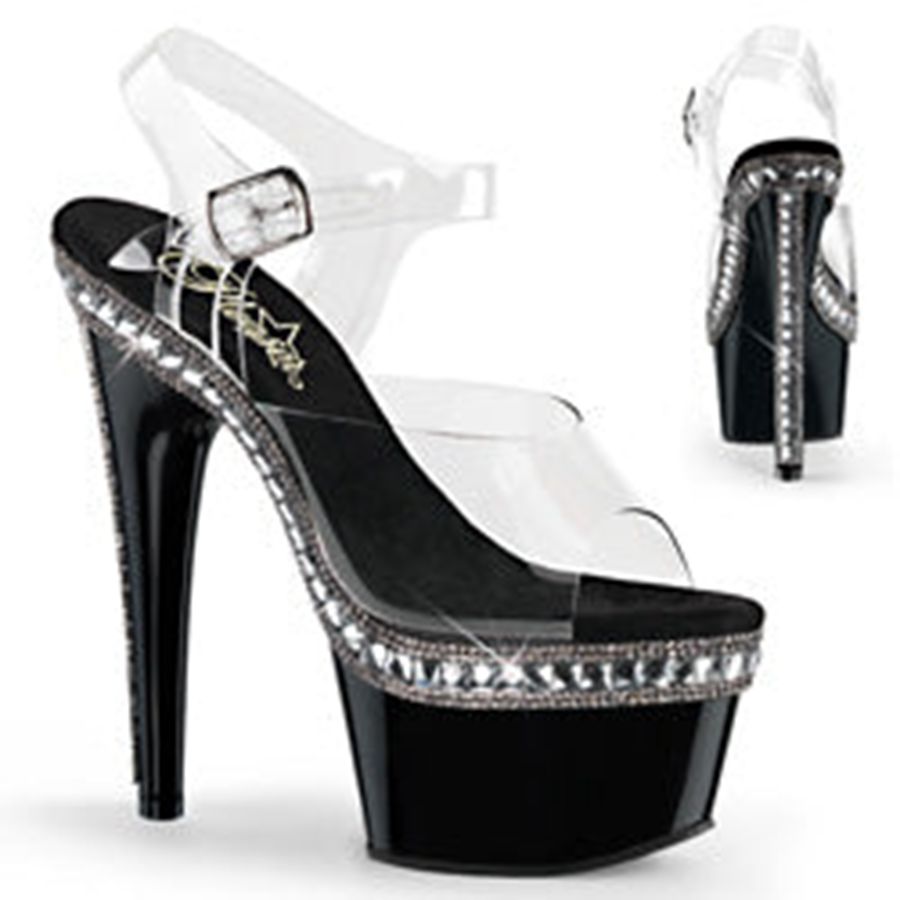 Sandales Bride Cheville Pleaser Adore-708RS-1 Noir Femme | KDV-2447474