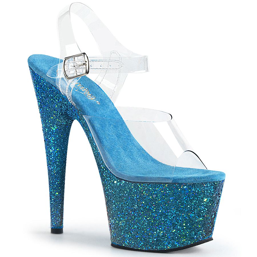 Sandales Bride Cheville Pleaser Adore-708LG Bleu Femme | NJY-2270139