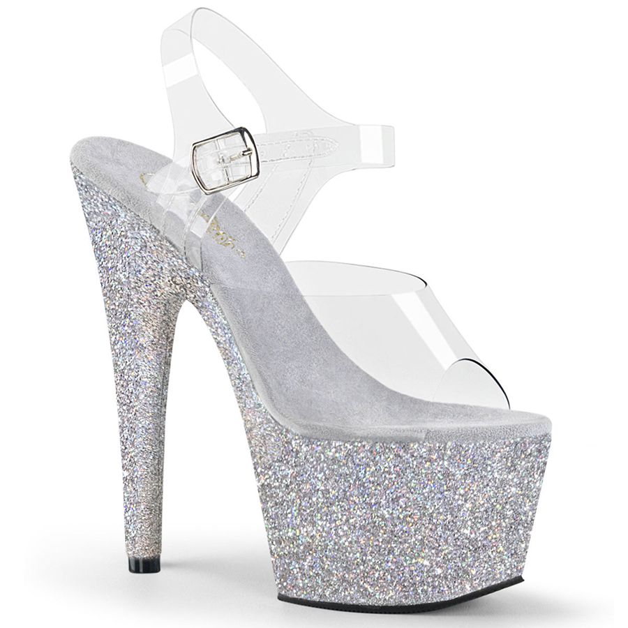 Sandales Bride Cheville Pleaser Adore-708HMG Argent Femme | CEP-1769857