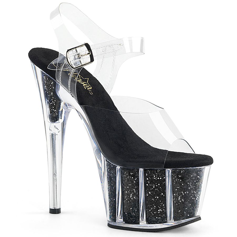 Sandales Bride Cheville Pleaser Adore-708G Noir Femme | YTB-0363981