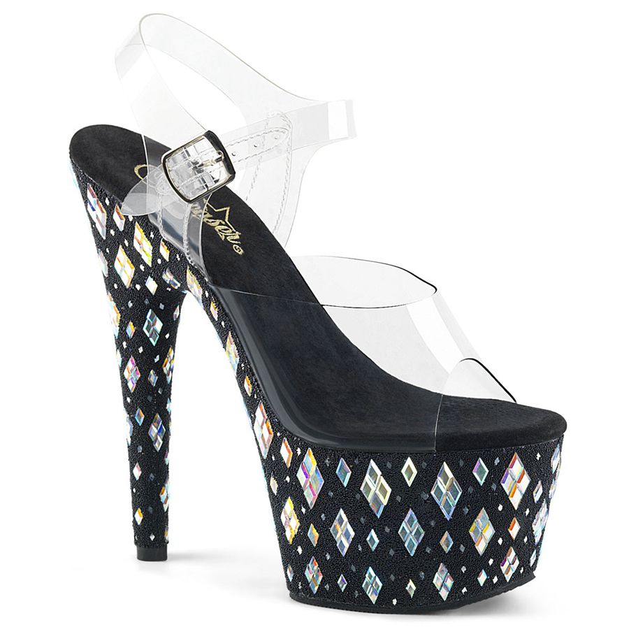 Sandales Bride Cheville Pleaser Adore-708DIAMOND Noir Femme | HJT-4358932