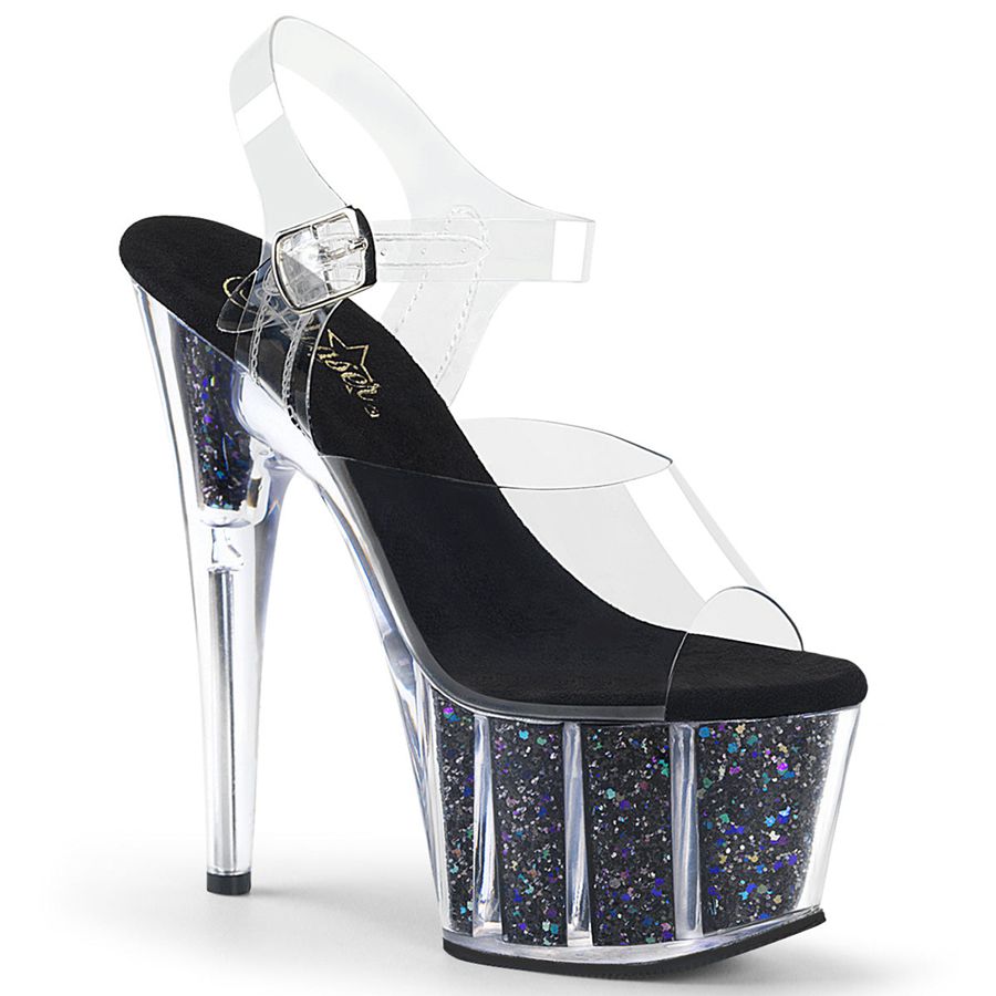 Sandales Bride Cheville Pleaser Adore-708CG Noir Femme | FEG-6015227