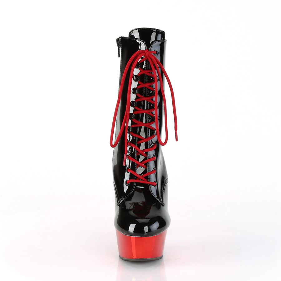 Bottines Pleaser Delight-1020 Noir Rouge Femme | DBW-0315284