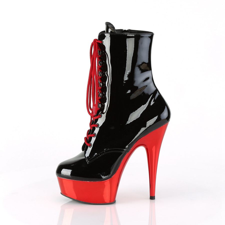 Bottines Pleaser Delight-1020 Noir Rouge Femme | DBW-0315284