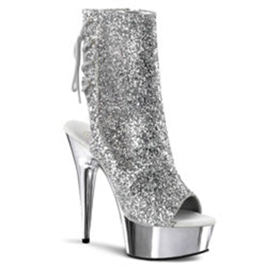 Bottines Pleaser Delight-1018G Argent Femme | QRO-4611433