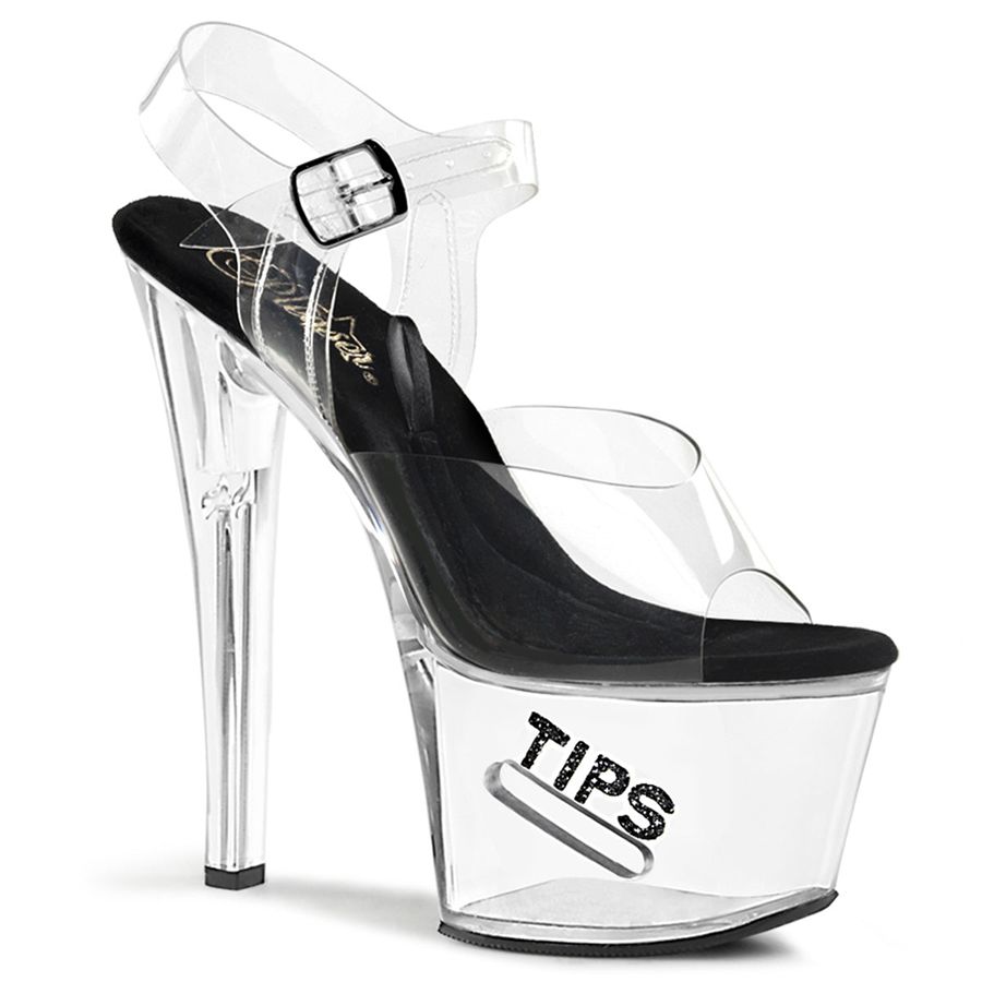 Sandales à Plateforme Pleaser Tipjar-708-5 Noir Femme | GWB-1359392