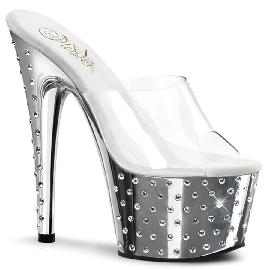 Sandales à Plateforme Pleaser Stardust-701 Argent Femme | HYQ-1021285