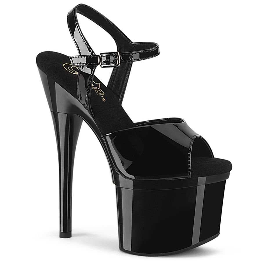 Sandales Bride Cheville Pleaser Esteem-709 Noir Femme | YWE-2827652