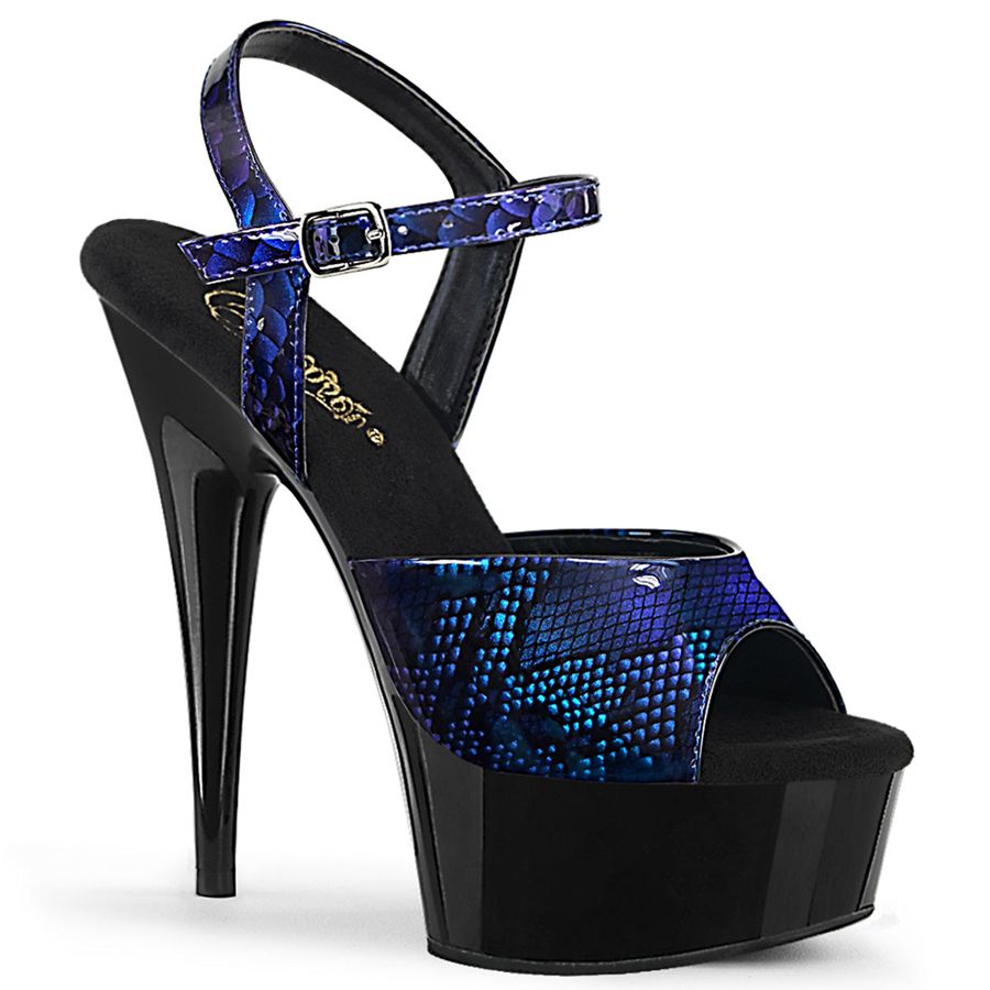 Sandales Bride Cheville Pleaser Delight-609SP Bleu Femme | NUS-1328408