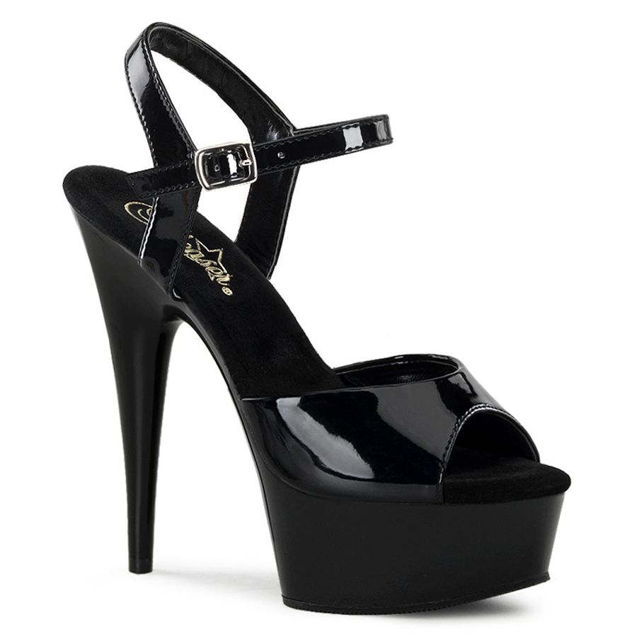 Sandales Bride Cheville Pleaser Delight-609 Noir Femme | IKK-1242782