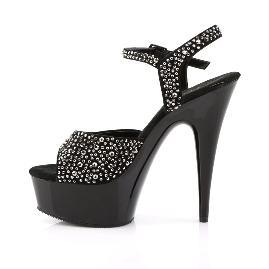 Sandales Bride Cheville Pleaser Delight-609RS Noir Femme | YBV-2523245