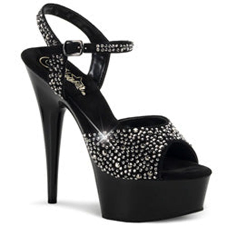 Sandales Bride Cheville Pleaser Delight-609RS Noir Femme | YBV-2523245