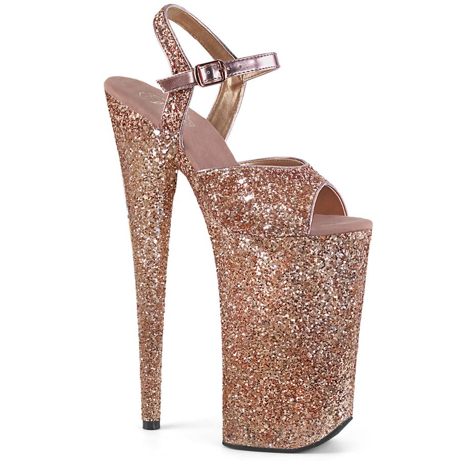 Sandales Bride Cheville Pleaser Beyond-010LG Rose Doré Femme | DJL-9152401