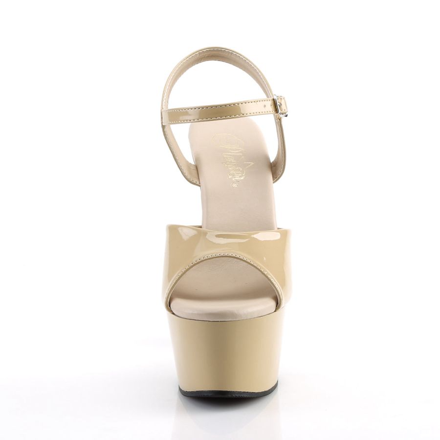 Sandales Bride Cheville Pleaser Aspire-609 Beige Femme | COA-9894628