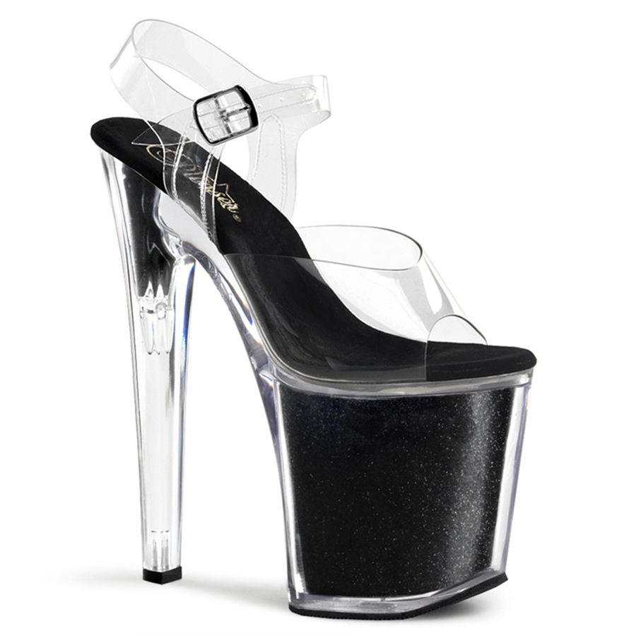 Sandales à Plateforme Pleaser Xtreme-808G Noir Femme | DMD-3054559