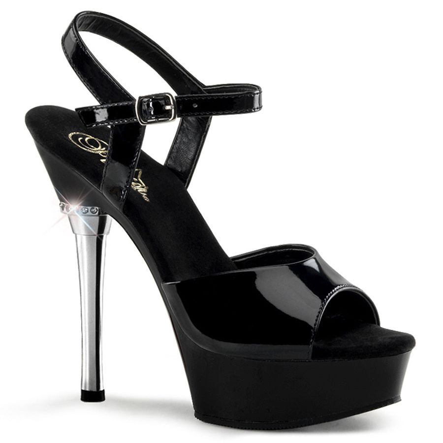 Sandales Bride Cheville Pleaser Allure-609 Noir Femme | SHX-9557503