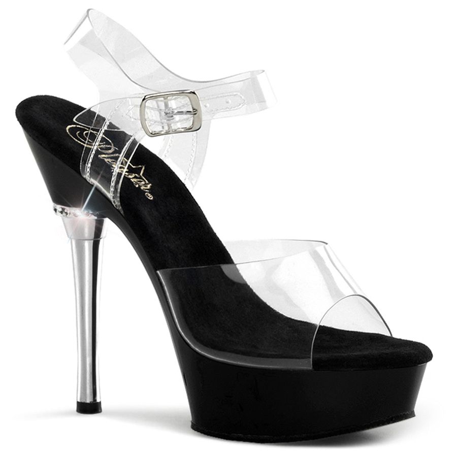 Sandales Bride Cheville Pleaser Allure-608 Noir Femme | OGV-9336306