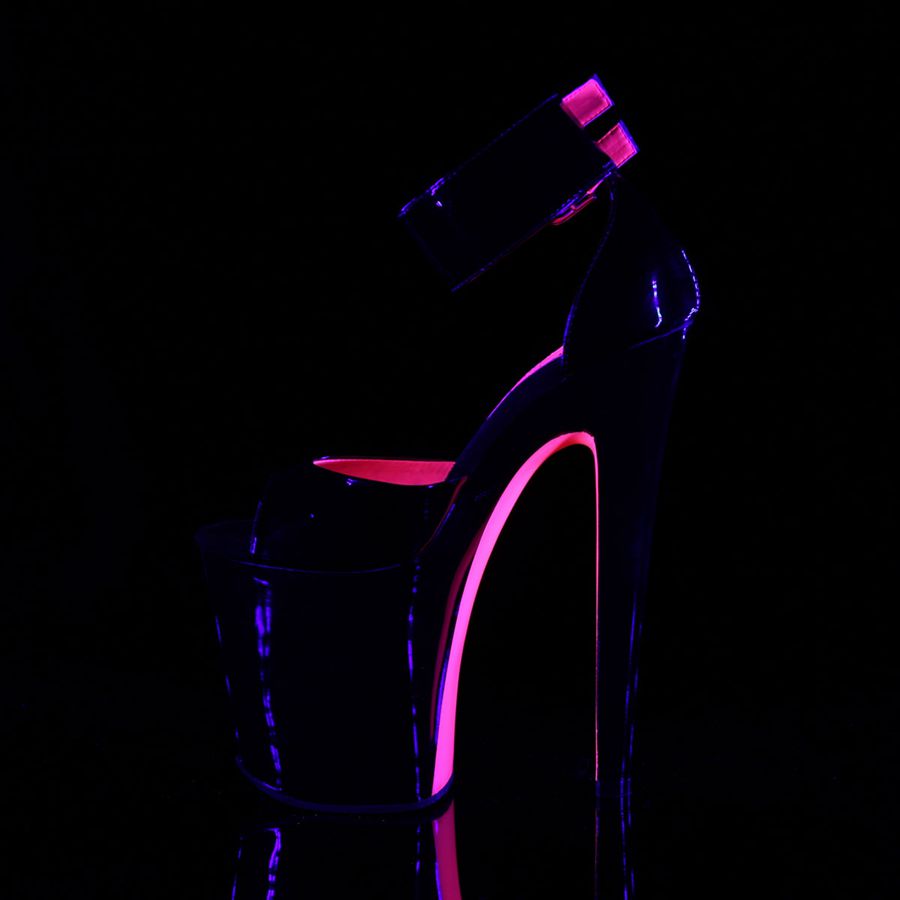 Sandales à Plateforme Pleaser Xtreme-875TT Rose Noir Femme | ALM-3395935