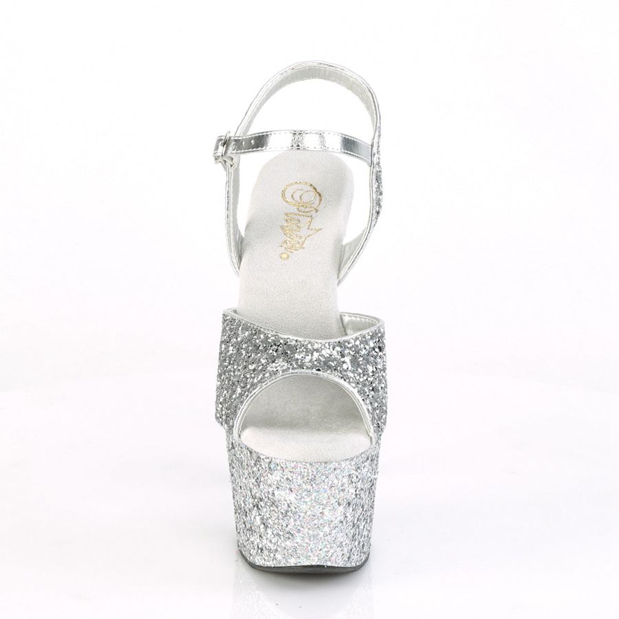 Sandales Bride Cheville Pleaser Adore-710LGRT Argent Femme | EKV-2027384