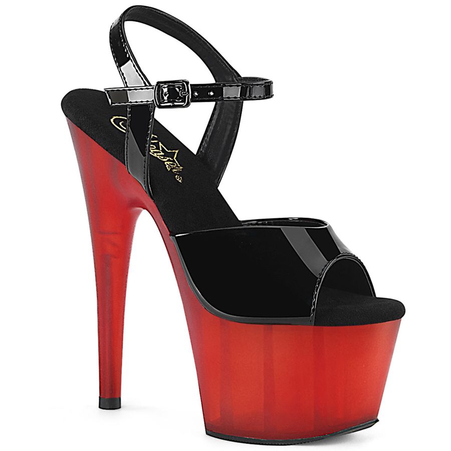 Sandales Bride Cheville Pleaser Adore-709T Noir Rouge Femme | YOS-9186140