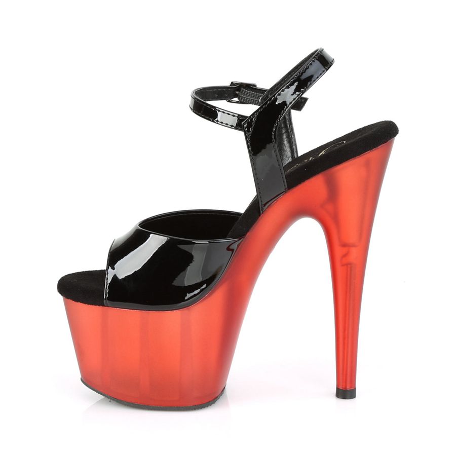 Sandales Bride Cheville Pleaser Adore-709T Noir Rouge Femme | YOS-9186140