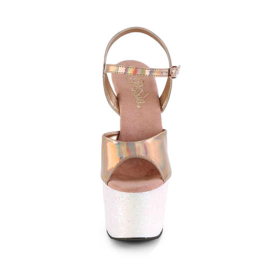 Sandales Bride Cheville Pleaser Adore-709HGG Rose Doré Femme | XGI-6331387