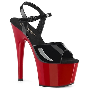 Sandales Bride Cheville Pleaser Adore-709 Noir Rouge Femme | OJQ-5989631