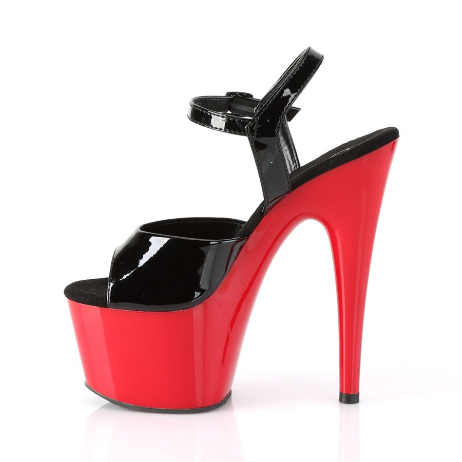 Sandales Bride Cheville Pleaser Adore-709 Noir Rouge Femme | OJQ-5989631