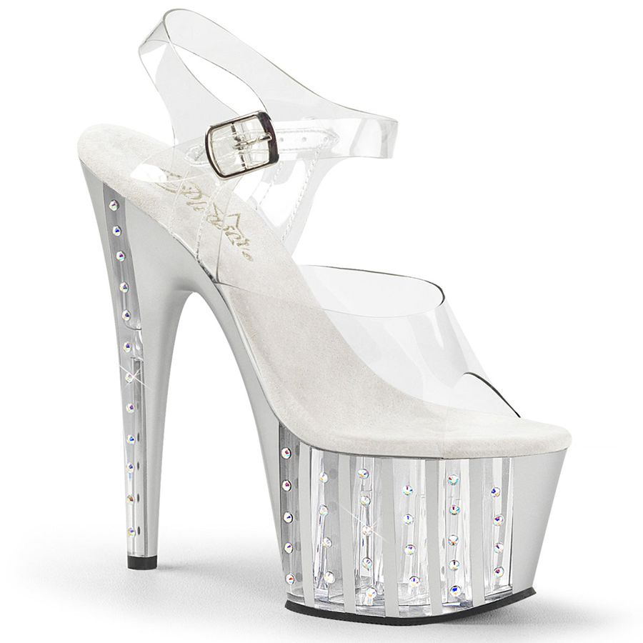 Sandales Bride Cheville Pleaser Adore-708VLRS Argent Femme | SSI-6661677