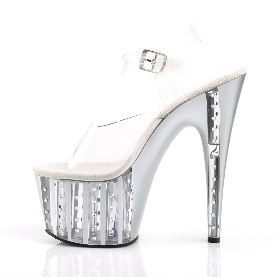 Sandales Bride Cheville Pleaser Adore-708VLRS Argent Femme | SSI-6661677