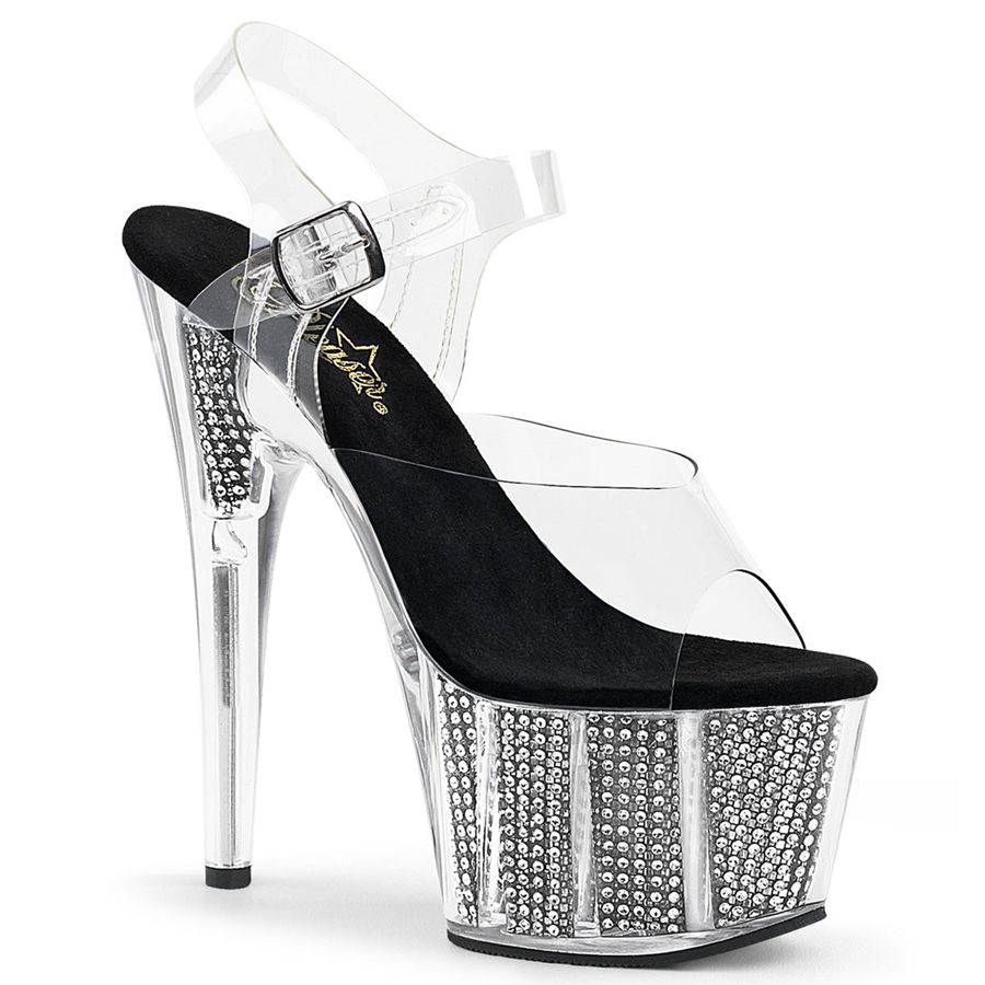 Sandales Bride Cheville Pleaser Adore-708SRS Noir Femme | APD-2107765