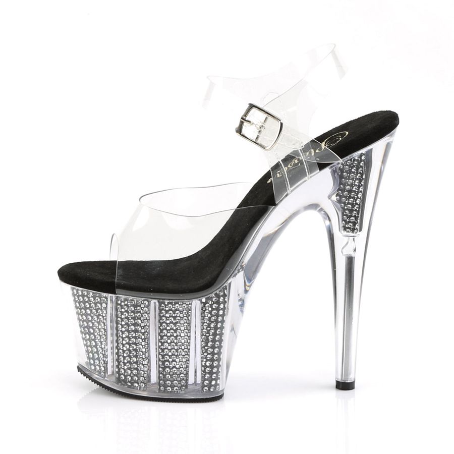 Sandales Bride Cheville Pleaser Adore-708SRS Noir Femme | APD-2107765