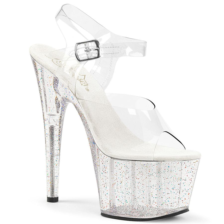 Sandales Bride Cheville Pleaser Adore-708MG Blanche Femme | THQ-0737750