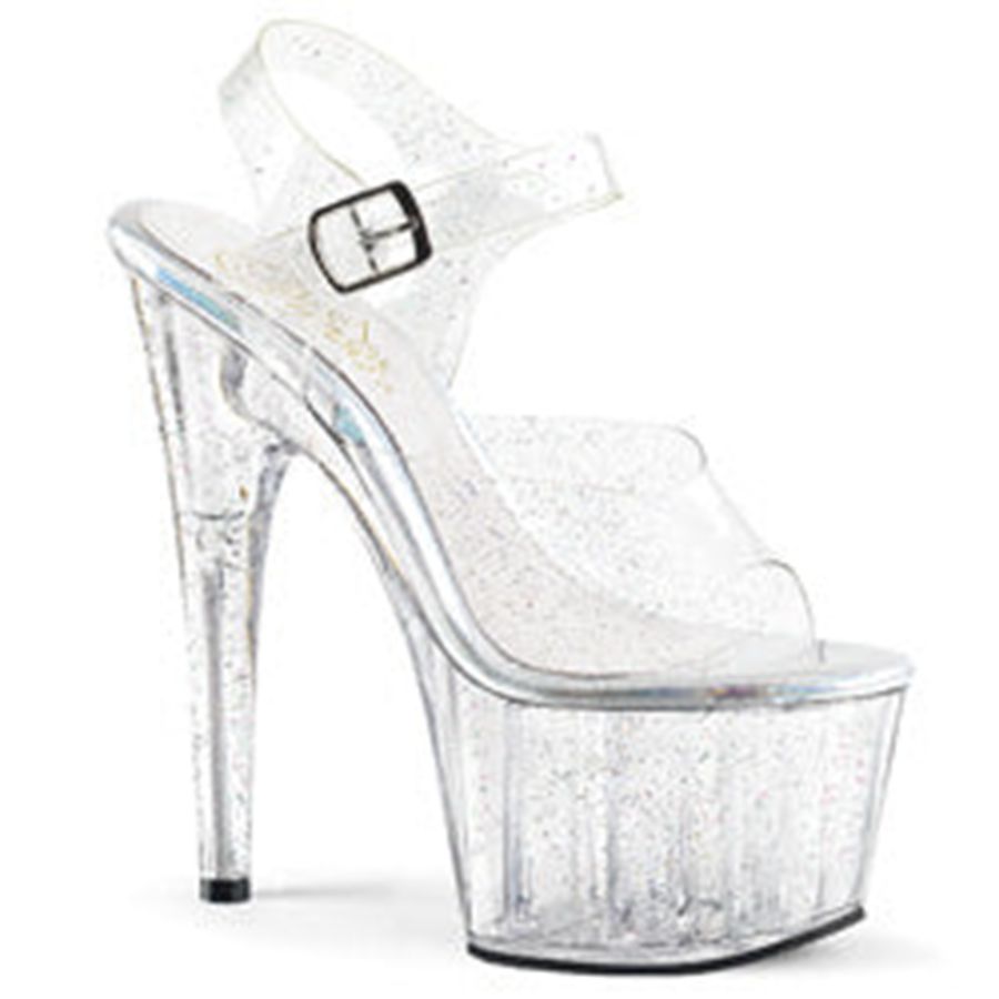 Sandales Bride Cheville Pleaser Adore-708MMG Clear Femme | BMC-0934640