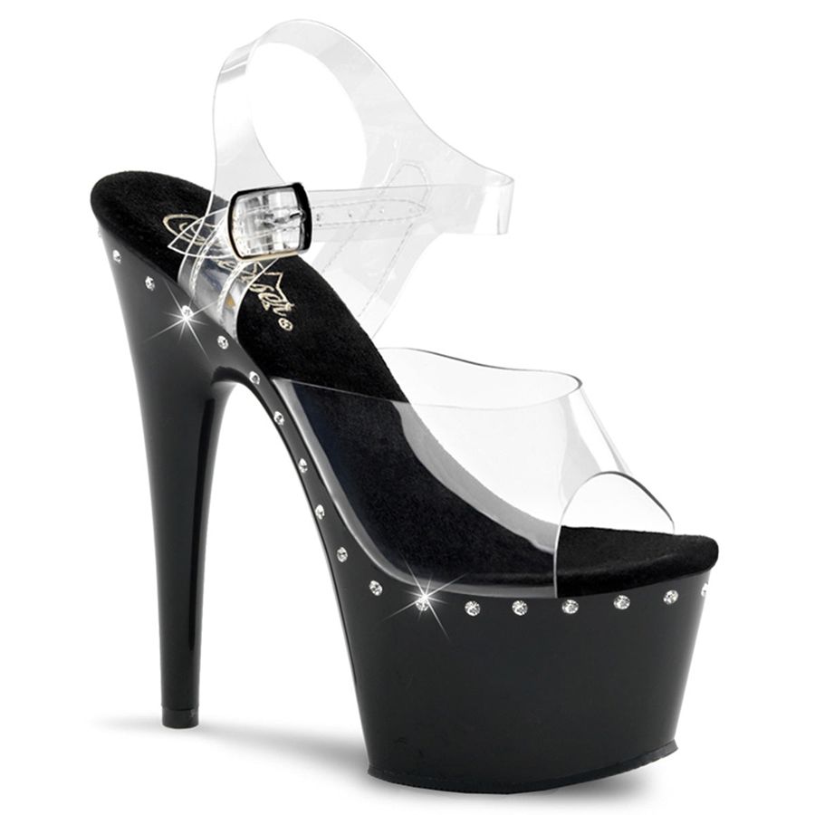 Sandales Bride Cheville Pleaser Adore-708LS Noir Femme | EBR-3437253