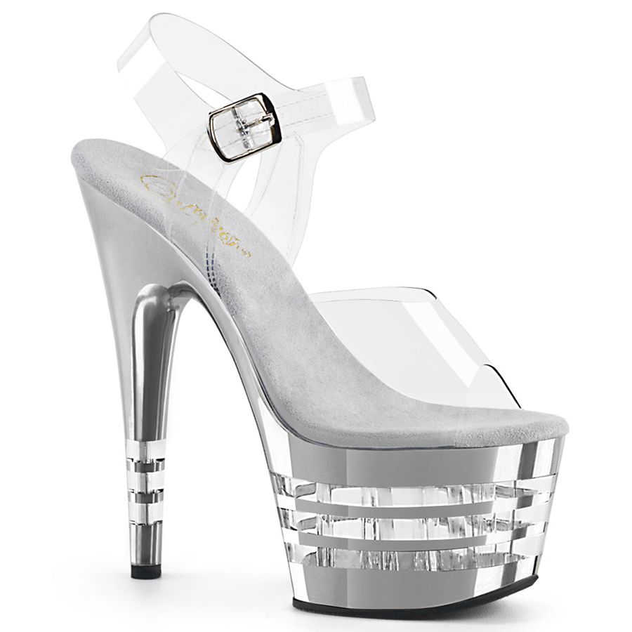 Sandales Bride Cheville Pleaser Adore-708CHLN Argent Femme | DYN-7899221