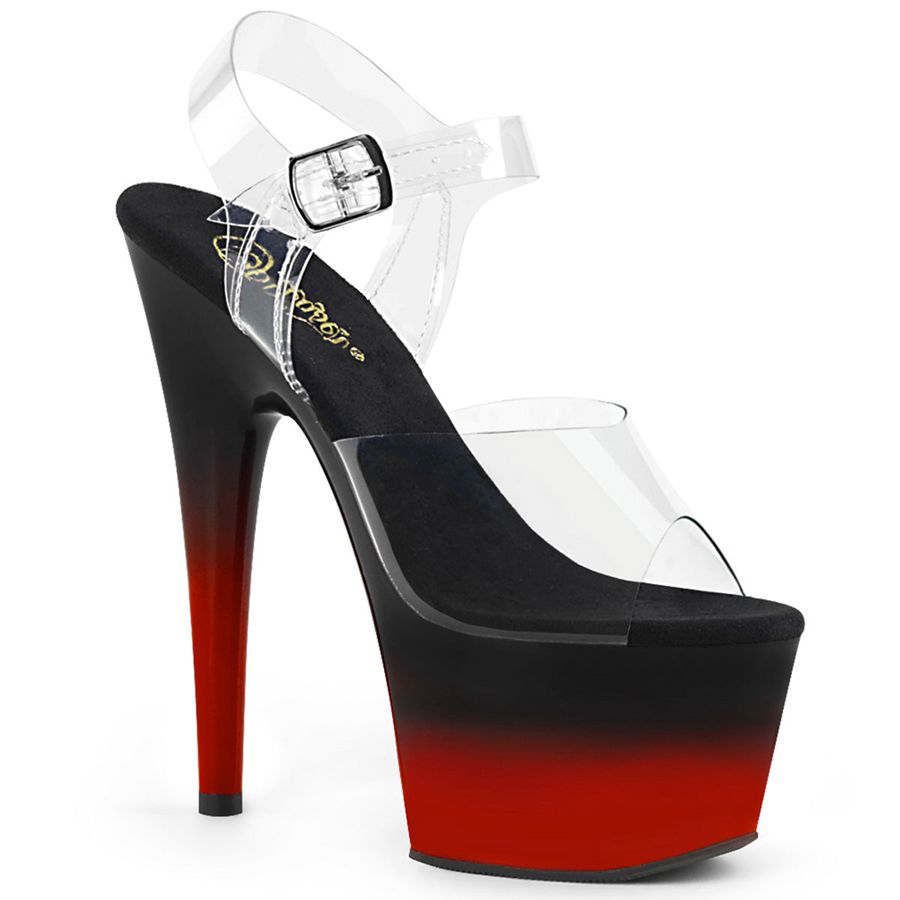 Sandales Bride Cheville Pleaser Adore-708BR-H Rouge Noir Femme | SGT-1370406