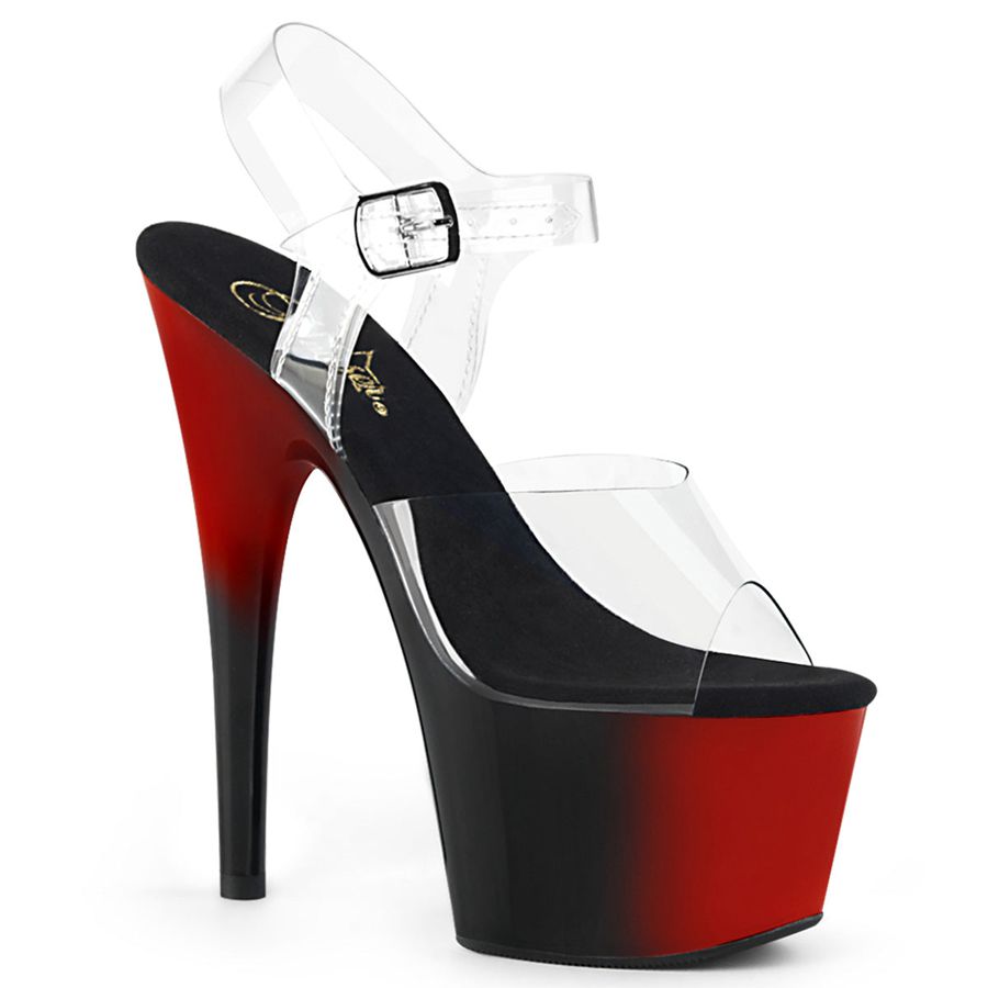 Sandales Bride Cheville Pleaser Adore-708BR Rouge Noir Femme | JKI-5188715