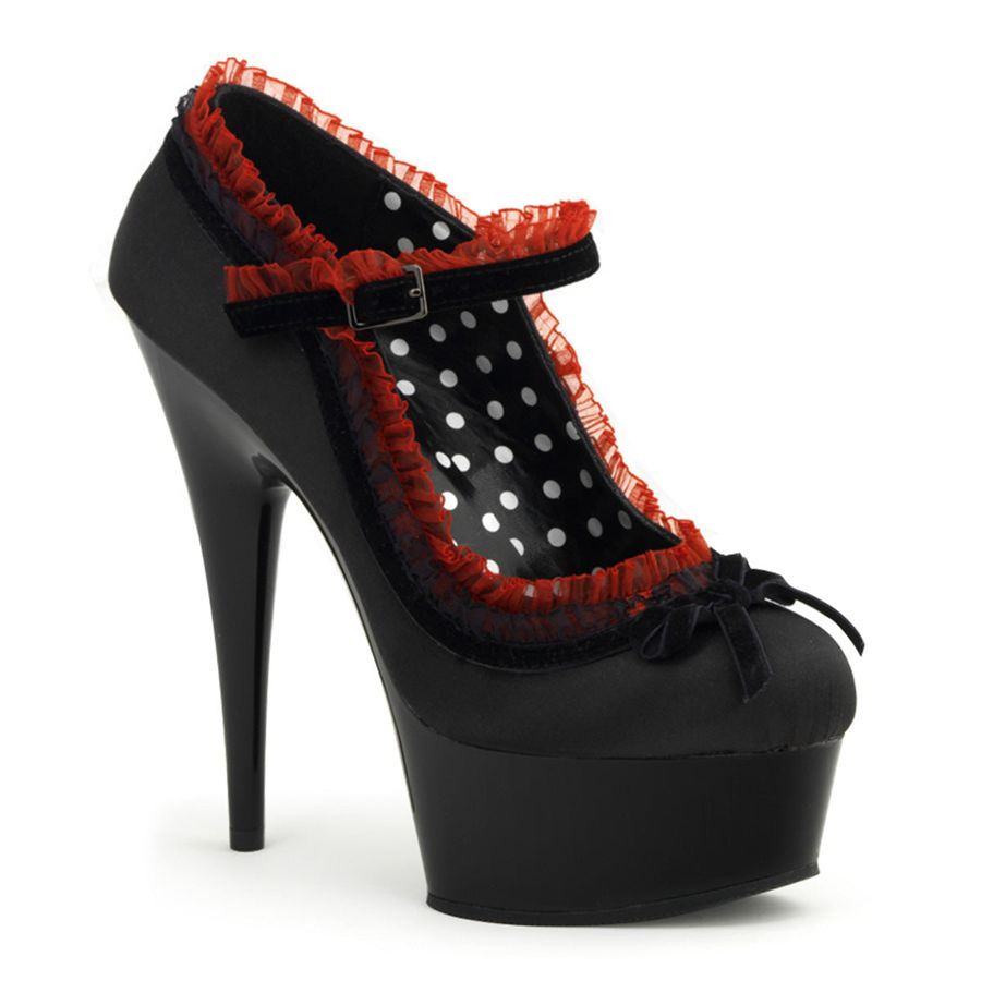 Bottines Pleaser Delight-683 Noir Rouge Femme | KGL-8959398