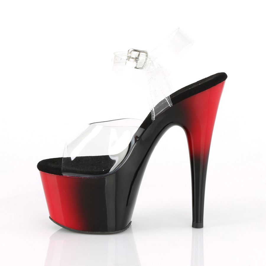 Sandales Bride Cheville Pleaser Adore-708BR Rouge Noir Femme | JKI-5188715