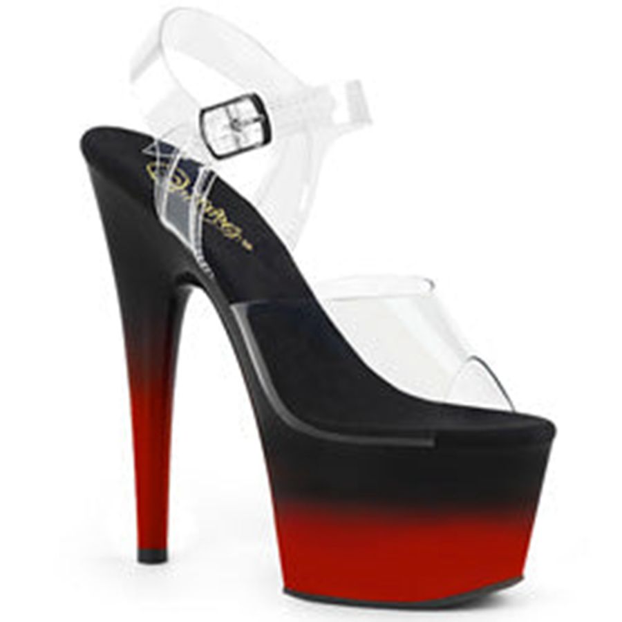 Sandales Bride Cheville Pleaser Adore-708BR-H Rouge Noir Femme | SGT-1370406