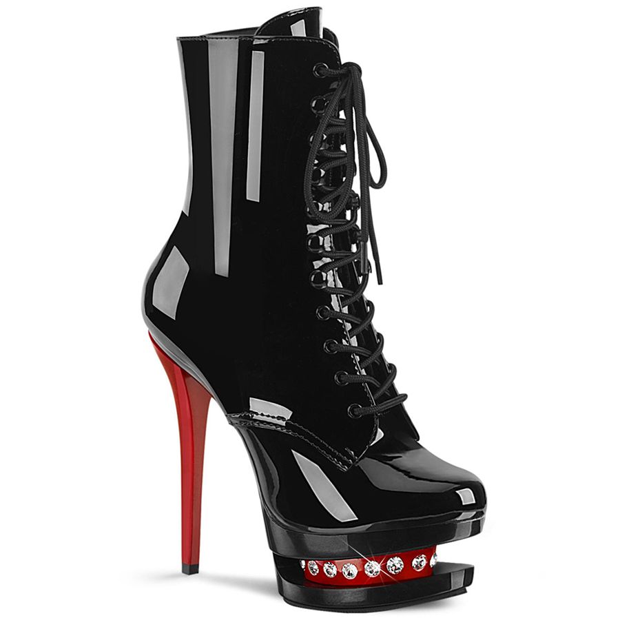 Bottines Pleaser Blondie-R-1020 Noir Rouge Femme | RKD-6776633