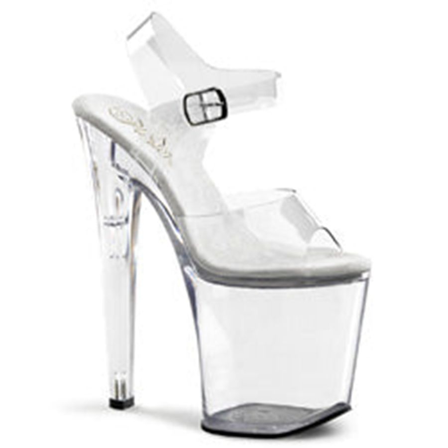 Sandales à Plateforme Pleaser Xtreme-808 Clear Femme | HUN-0091323