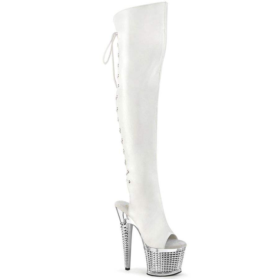 Bottes Hautes Pleaser Spectator-3019 Blanche Femme | VUR-7755762