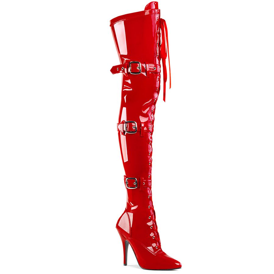 Bottes Hautes Pleaser Seduce-3028 Rouge Femme | JGF-5009859