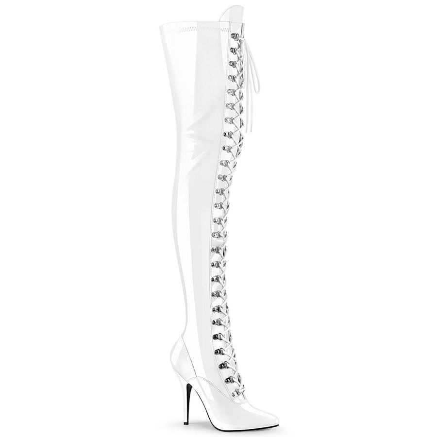 Bottes Hautes Pleaser Seduce-3024 Blanche Femme | CPS-3522220