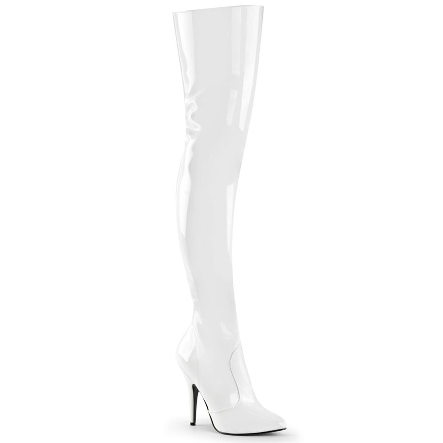 Bottes Hautes Pleaser Seduce-3010 Blanche Femme | MWI-3858407