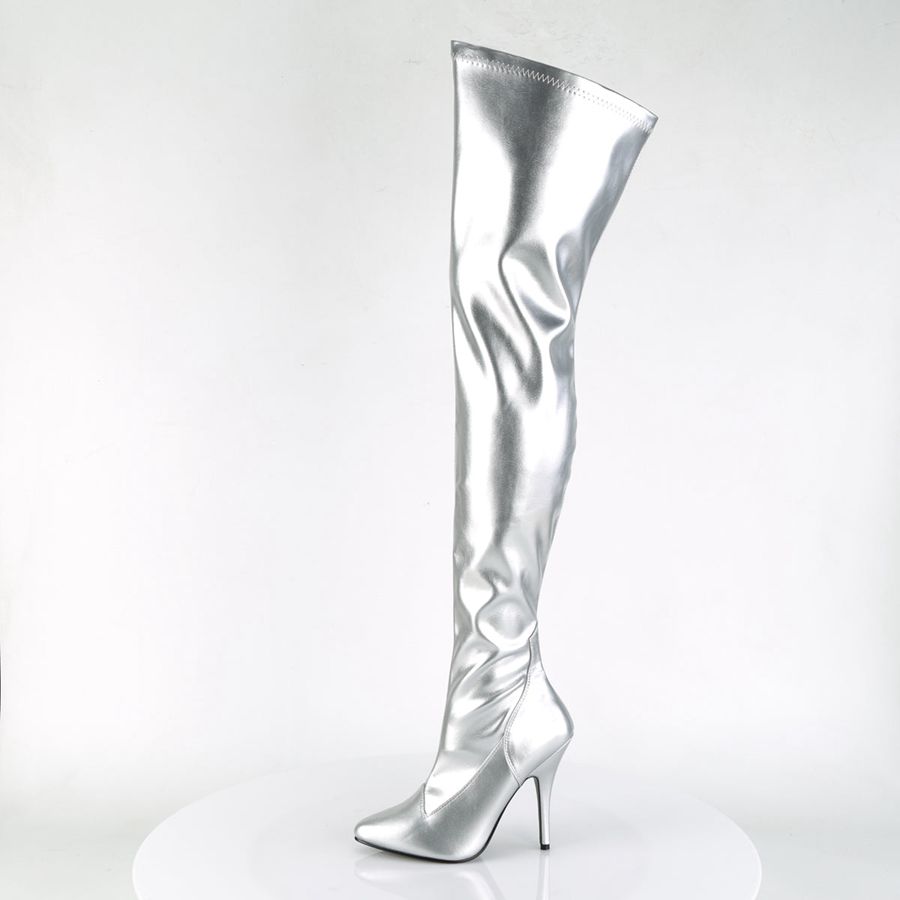 Bottes Hautes Pleaser Seduce-3000 Argent Femme | ZCV-6222999